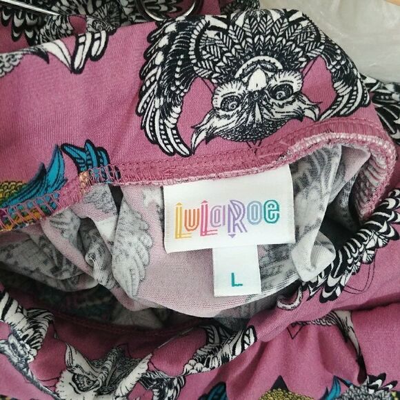Lularoe Madison Skirt Owl Print Large Pink - Picture 4 of 4